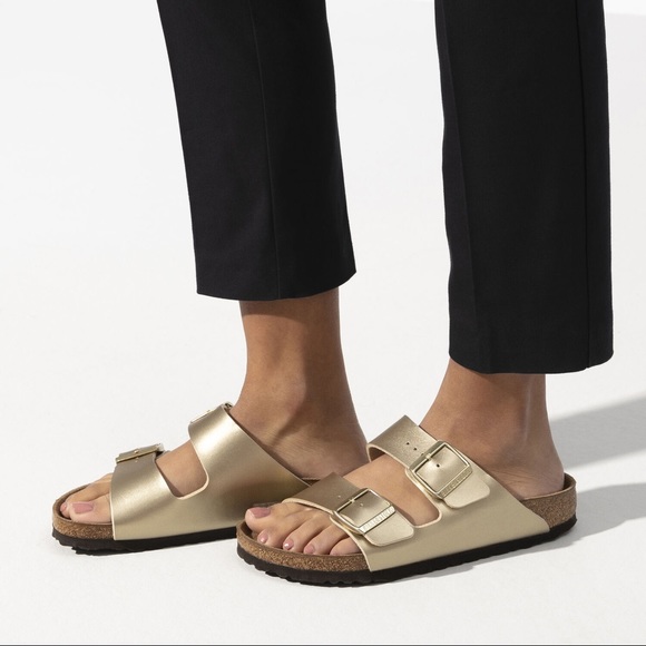 Birkenstock Shoes - Birkenstock Arizona Birko-Flor Gold sz 40 narrow